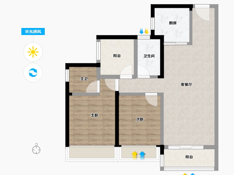 广东省-珠海市-华发水岸新城·水岸华府-71.20-户型库-采光通风