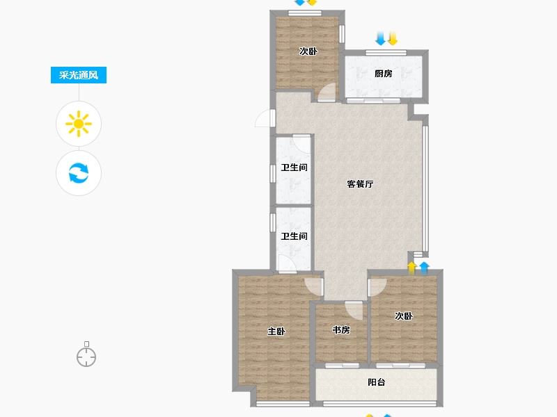 浙江省-杭州市-绿城·燕语春风居-102.40-户型库-采光通风