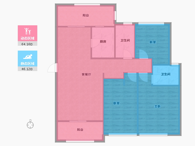 陕西省-咸阳市-公园华府-100.80-户型库-动静分区