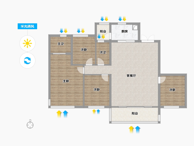 四川省-成都市-保利天府和颂-121.34-户型库-采光通风