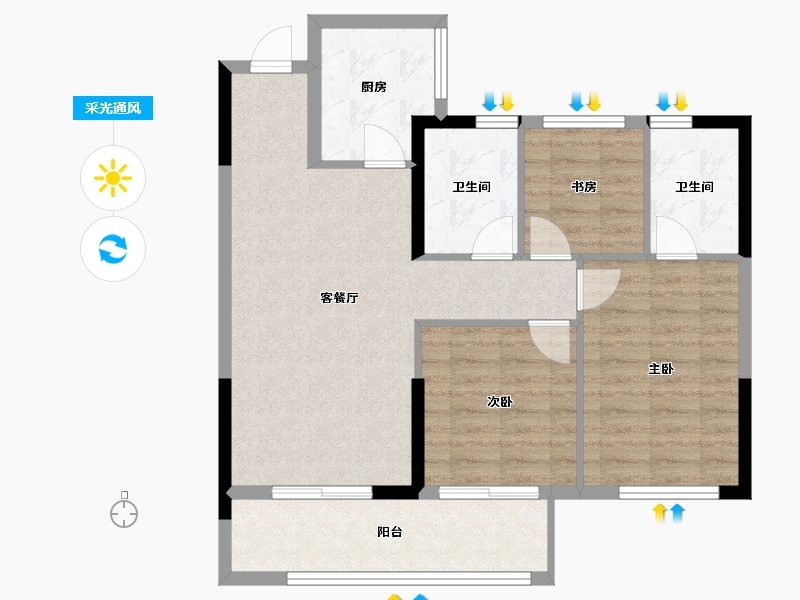 浙江省-宁波市-璟云府-79.00-户型库-采光通风