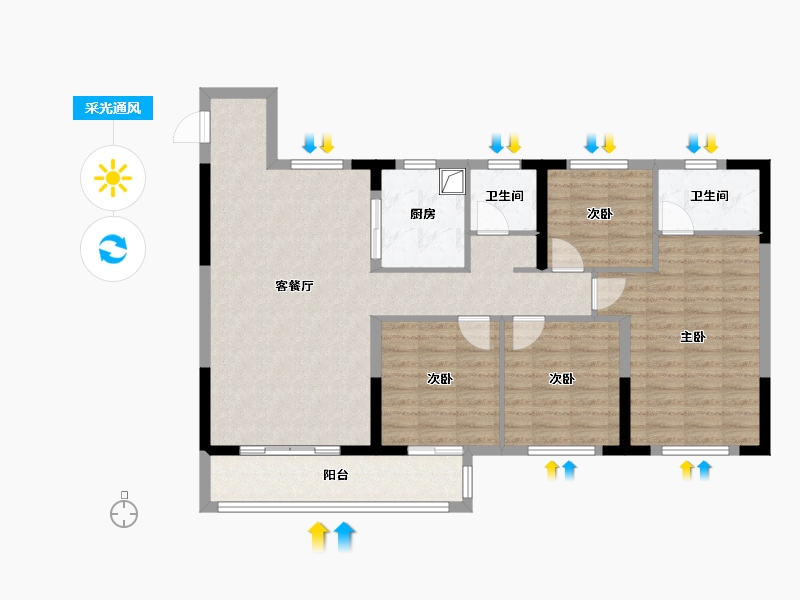 浙江省-宁波市-璟云府-101.60-户型库-采光通风