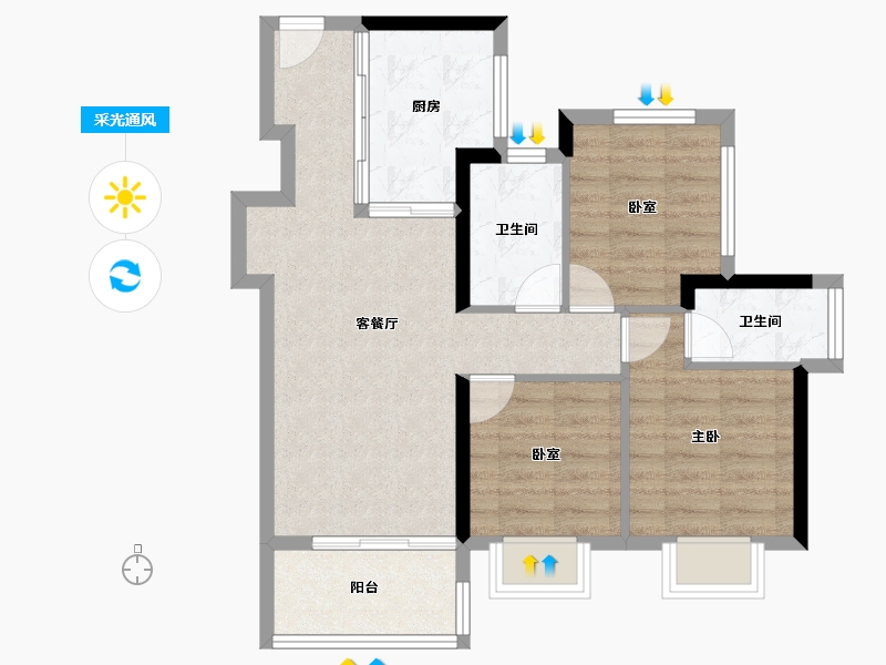 广东省-深圳市-星河盛境3期-69.60-户型库-采光通风