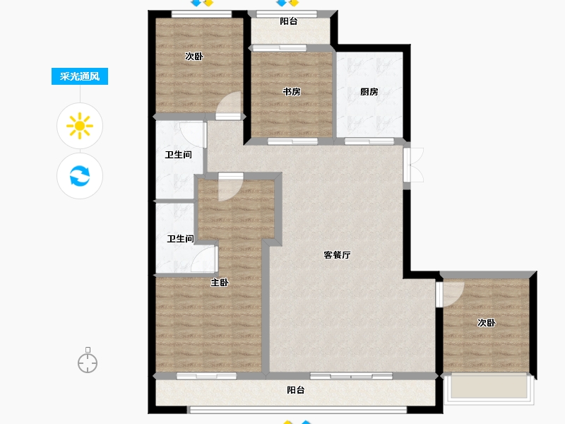 陕西省-西安市-保利阅云台-114.00-户型库-采光通风