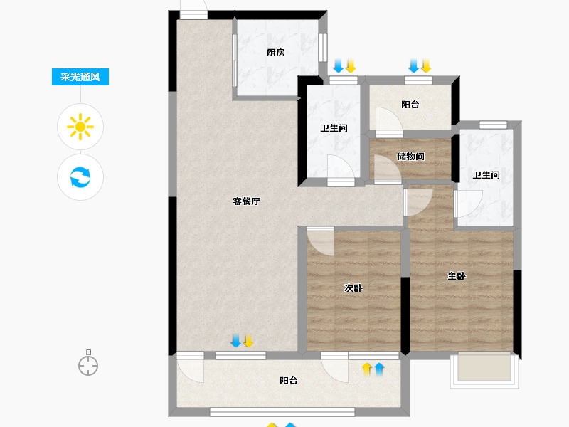 山东省-青岛市-诺德逸安居-84.02-户型库-采光通风