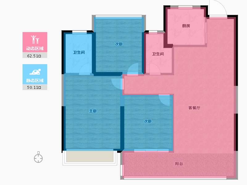 浙江省-温州市-滨江壹号-102.40-户型库-动静分区