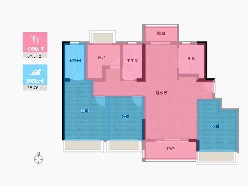 广东省-珠海市-华发水岸新城·水岸华府-87.82-户型库-动静分区