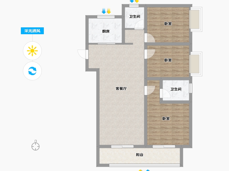 山西省-临汾市-光宇·誉品-93.60-户型库-采光通风