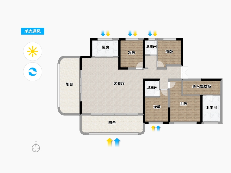 陕西省-西安市-鼎诚御峰里-150.38-户型库-采光通风