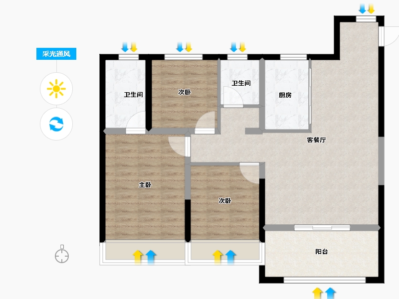 陕西省-西安市-保利阅云台-93.00-户型库-采光通风