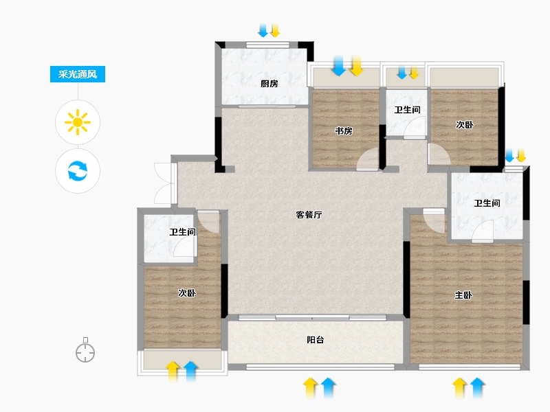 江苏省-南京市-建发缦云-145.60-户型库-采光通风