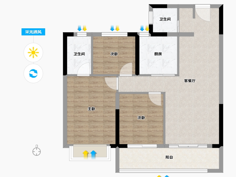 浙江省-杭州市-保利恒尊·崇璟和颂府-84.80-户型库-采光通风