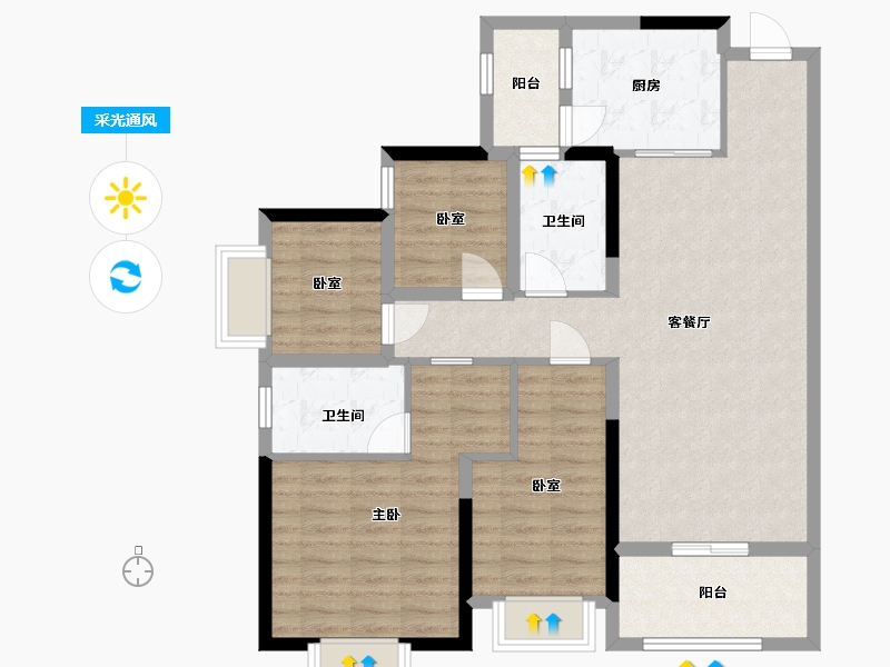 广东省-佛山市-越秀星汇瀚府-98.00-户型库-采光通风