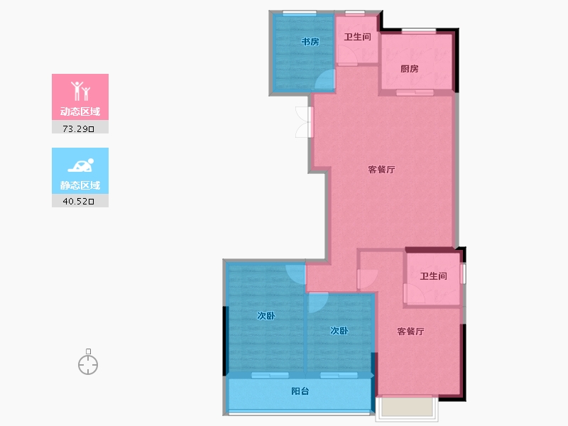 浙江省-宁波市-万科·璞拾江峯-102.91-户型库-动静分区