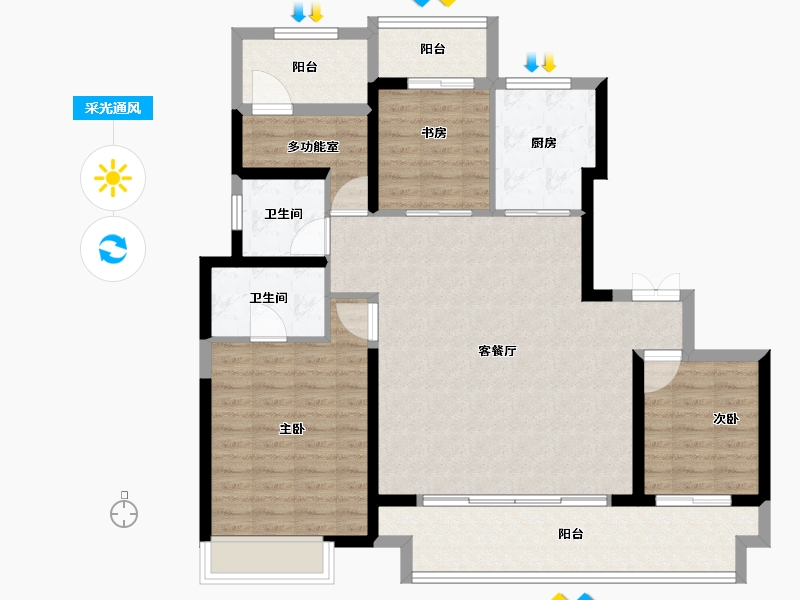 河南省-郑州市-郑轨云麓-110.02-户型库-采光通风