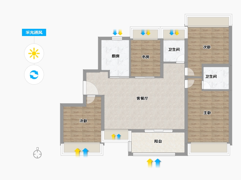 上海-上海市-保利建发印象青城-100.00-户型库-采光通风