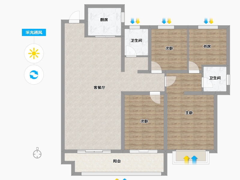 山东省-枣庄市-金玉嘉园-113.60-户型库-采光通风