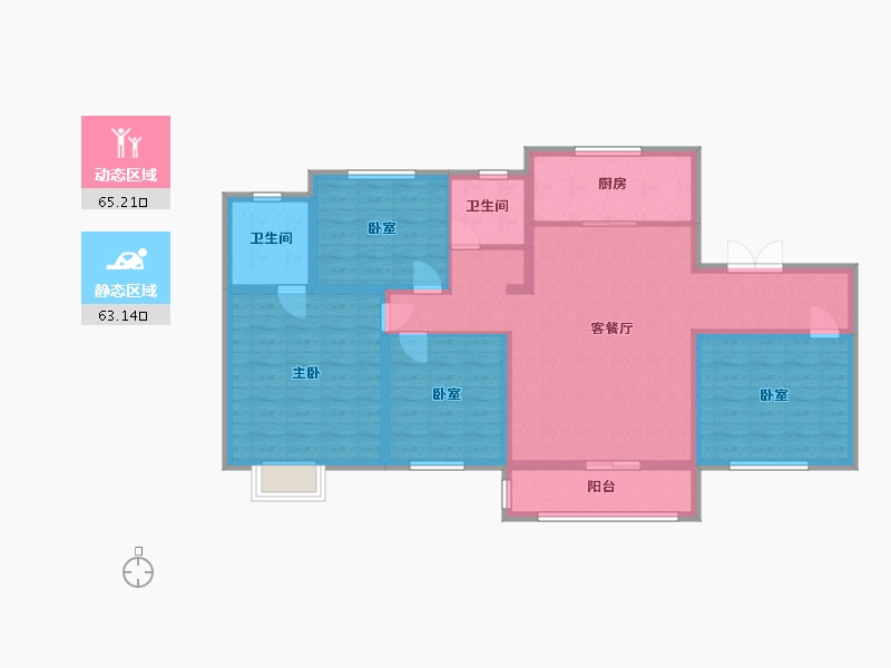 山东省-济南市-荣盛华府-114.76-户型库-动静分区