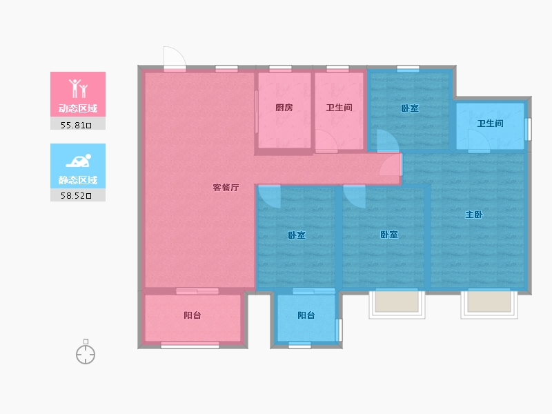 浙江省-绍兴市-水韵蓝湾-102.66-户型库-动静分区