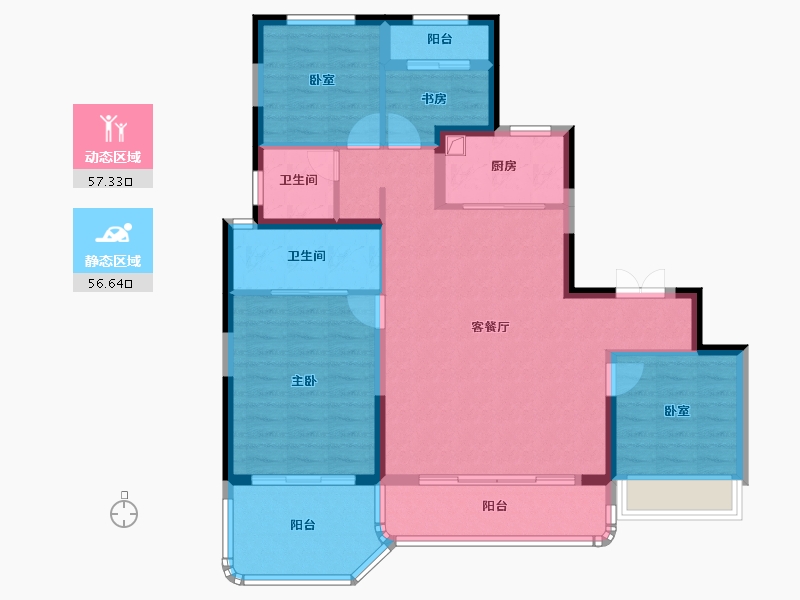 陕西省-西安市-华润置地明德润府-102.41-户型库-动静分区