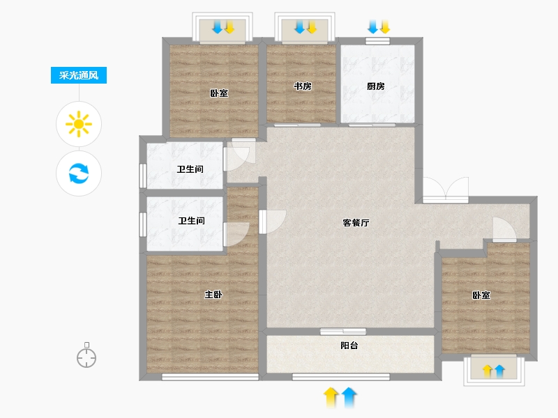 上海-上海市-中国铁建花语前湾-112.00-户型库-采光通风