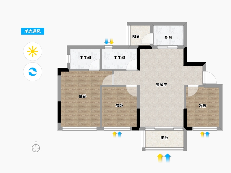 四川省-成都市-锦绣世家-68.56-户型库-采光通风