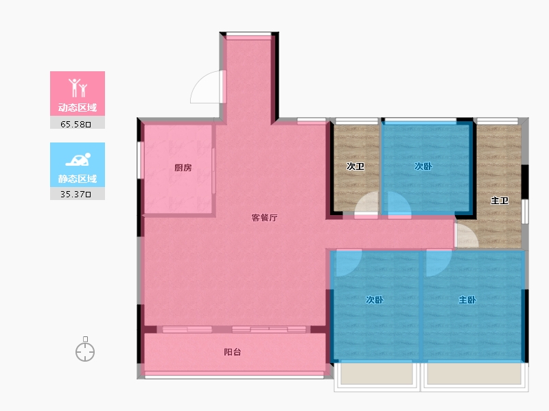 浙江省-台州市-经开蓝城·江上云起-104.00-户型库-动静分区