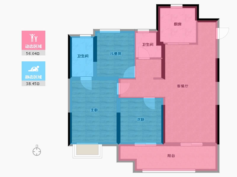 河南省-郑州市-郑轨云麓-84.05-户型库-动静分区