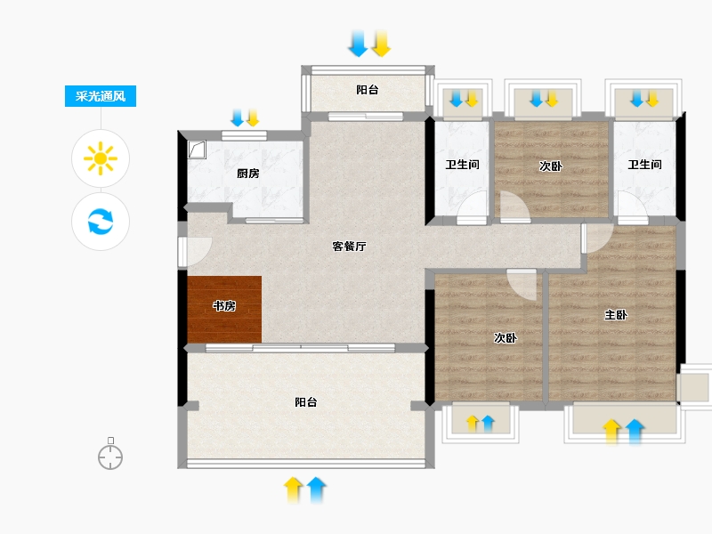 广东省-珠海市-横琴华发金融城·横琴玺-98.21-户型库-采光通风