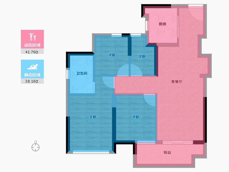 广东省-中山市-万科深业·湾中新城·全新洋房组团-70.71-户型库-动静分区