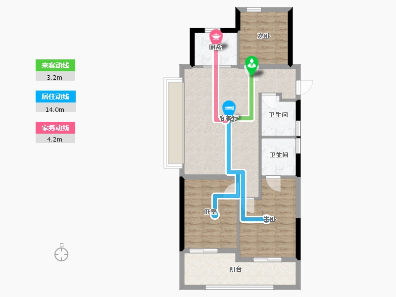 浙江省-杭州市-兴耀月琉璃-76.89-户型库-动静线