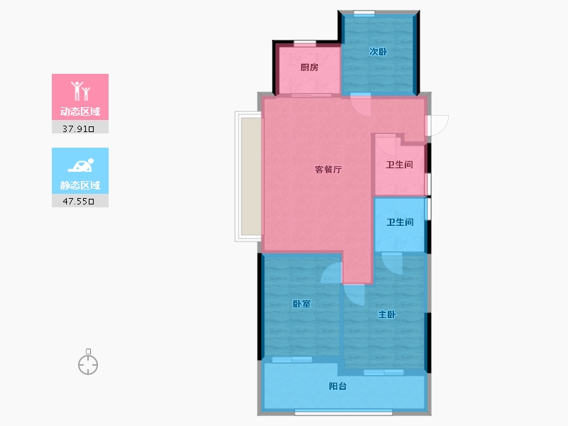 浙江省-杭州市-兴耀月琉璃-76.89-户型库-动静分区