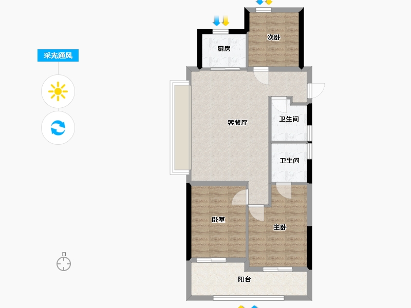 浙江省-杭州市-兴耀月琉璃-76.89-户型库-采光通风