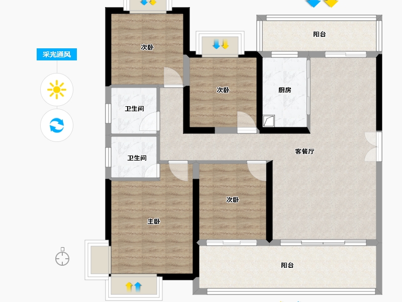 湖南省-长沙市-润和湘江天地-113.60-户型库-采光通风