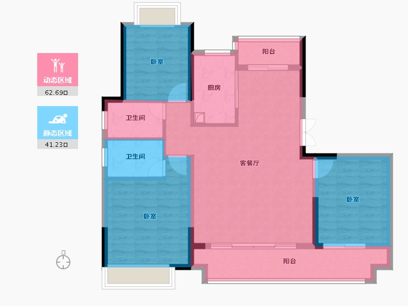 湖北省-宜昌市-宝业沁园-93.64-户型库-动静分区