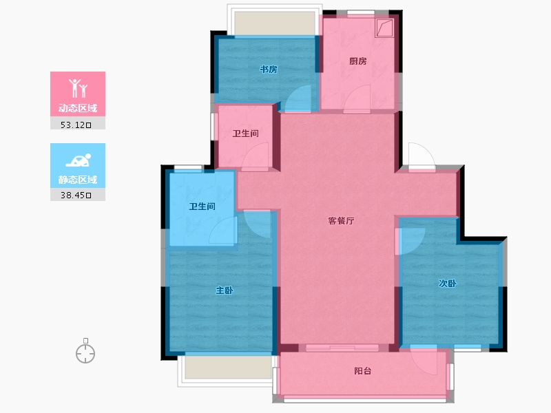 上海-上海市-浦发唐城-81.60-户型库-动静分区