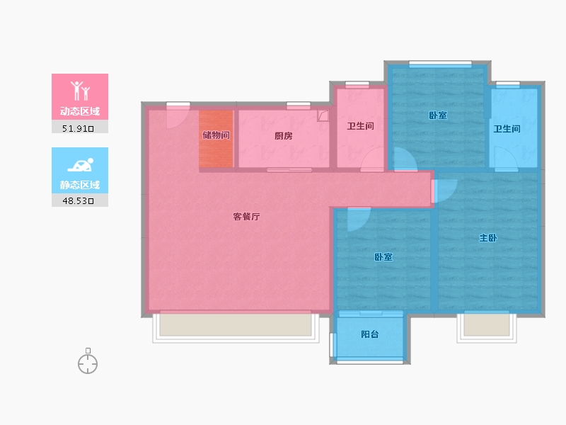 浙江省-嘉兴市-建发方洲·缦云府-90.40-户型库-动静分区