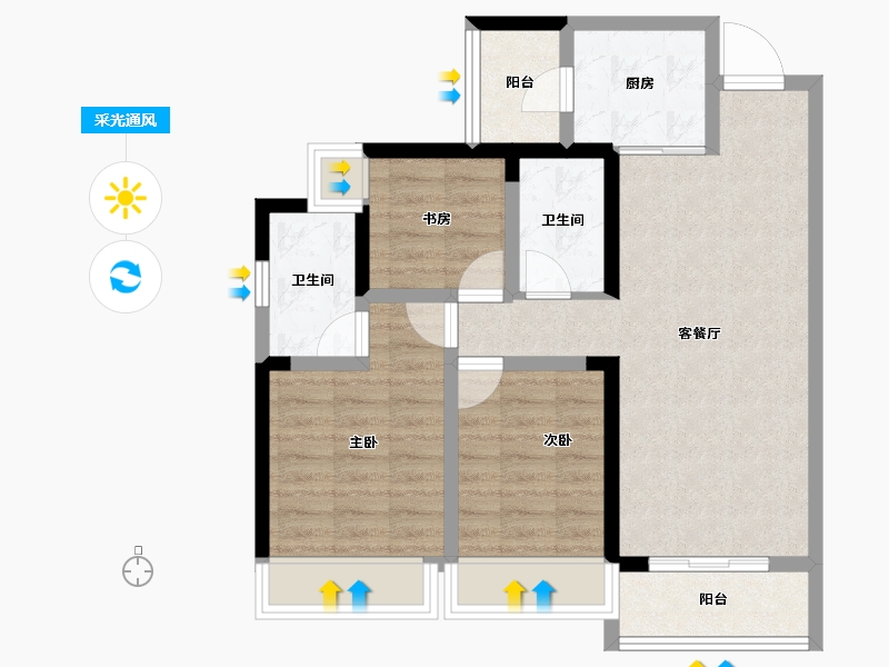 四川省-成都市-天府菁萃里二期-73.90-户型库-采光通风