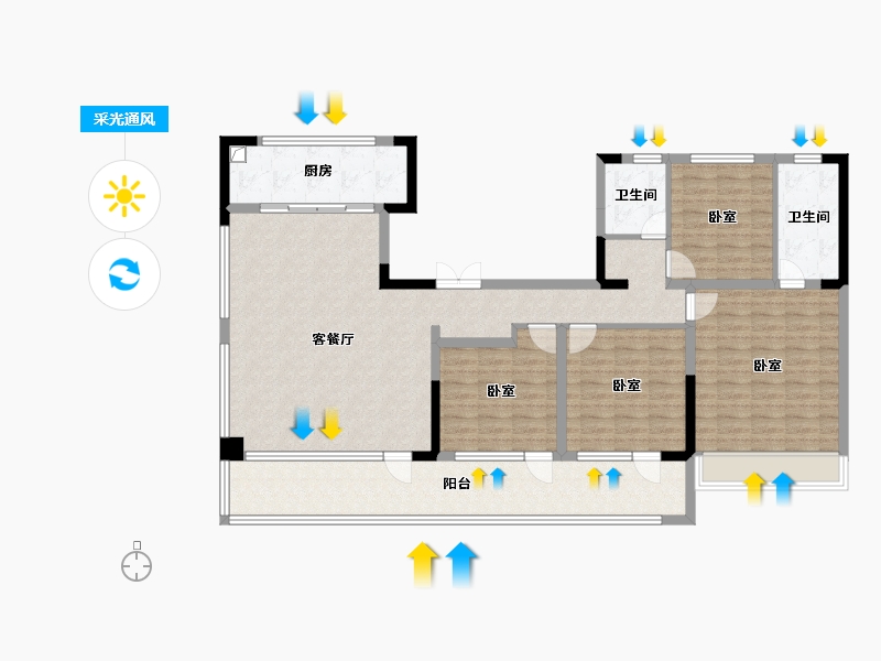 山东省-聊城市-财信·雲境-136.01-户型库-采光通风