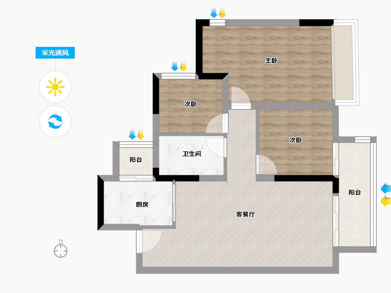 四川省-成都市-世茂云璟-73.41-户型库-采光通风