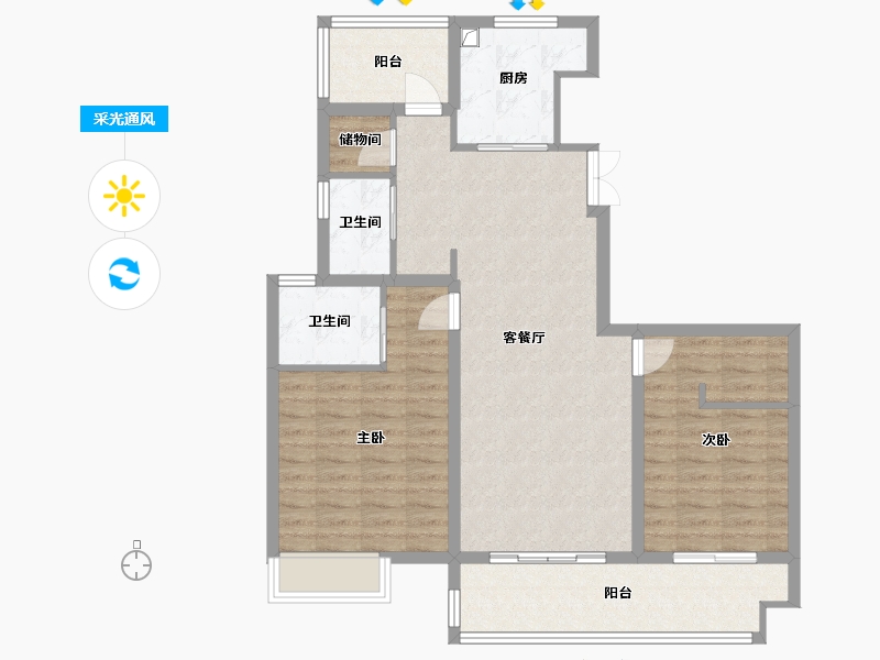 江苏省-盐城市-龙运仕家-94.40-户型库-采光通风