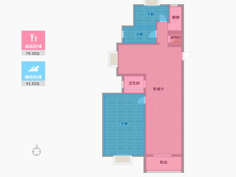 上海-上海市-卢湾都市花园-东区-105.64-户型库-动静分区