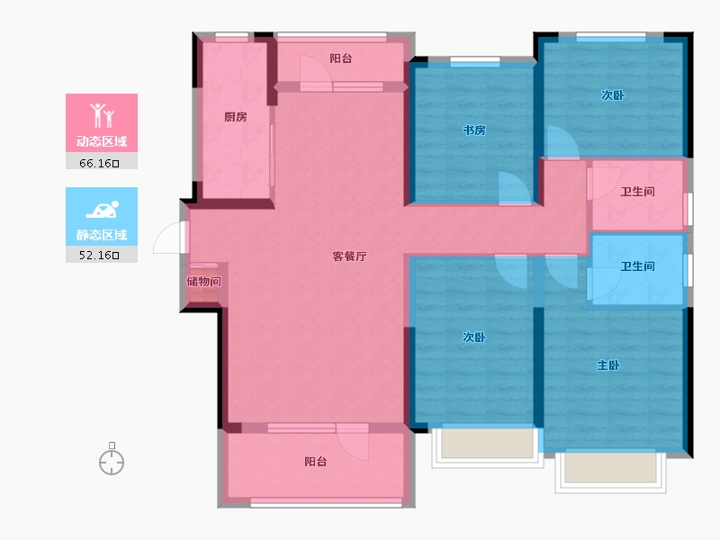 湖北省-仙桃市-当代满庭春MOMA-111.48-户型库-动静分区