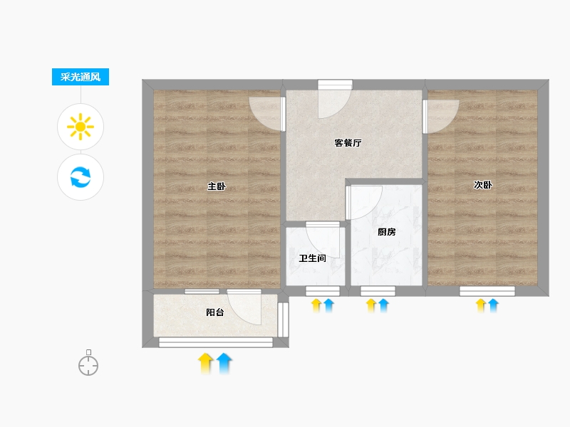 北京-北京市-西坝河东里社区-43.00-户型库-采光通风