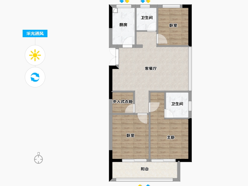 浙江省-宁波市-璟云府-77.60-户型库-采光通风