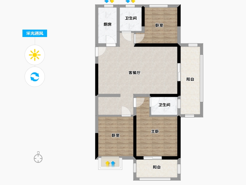 河南省-濮阳市-建业春天里-102.40-户型库-采光通风