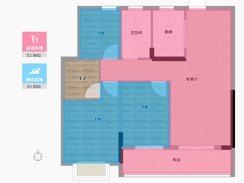 浙江省-宁波市-城投绿城·N30°梦想城-80.62-户型库-动静分区