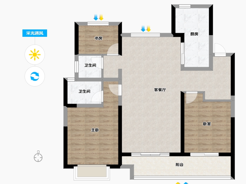 河南省-安阳市-海悦翡翠华庭-101.23-户型库-采光通风