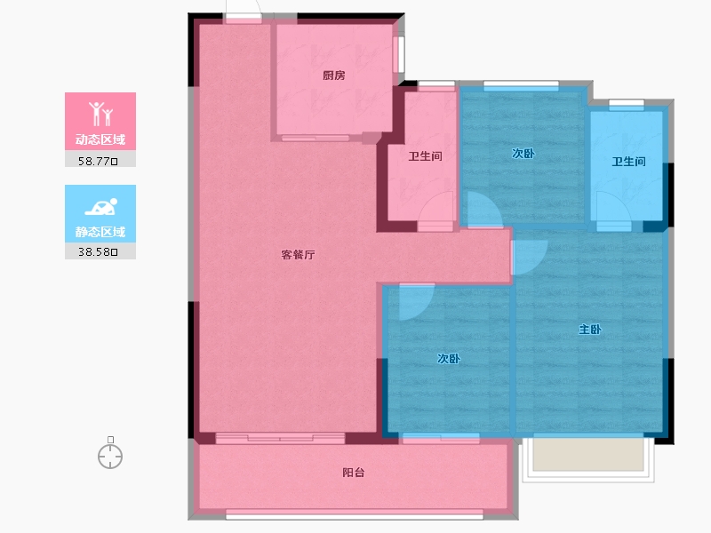 浙江省-宁波市-中海·玖樾-88.01-户型库-动静分区