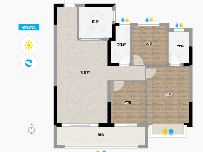 浙江省-宁波市-中海·玖樾-88.01-户型库-采光通风